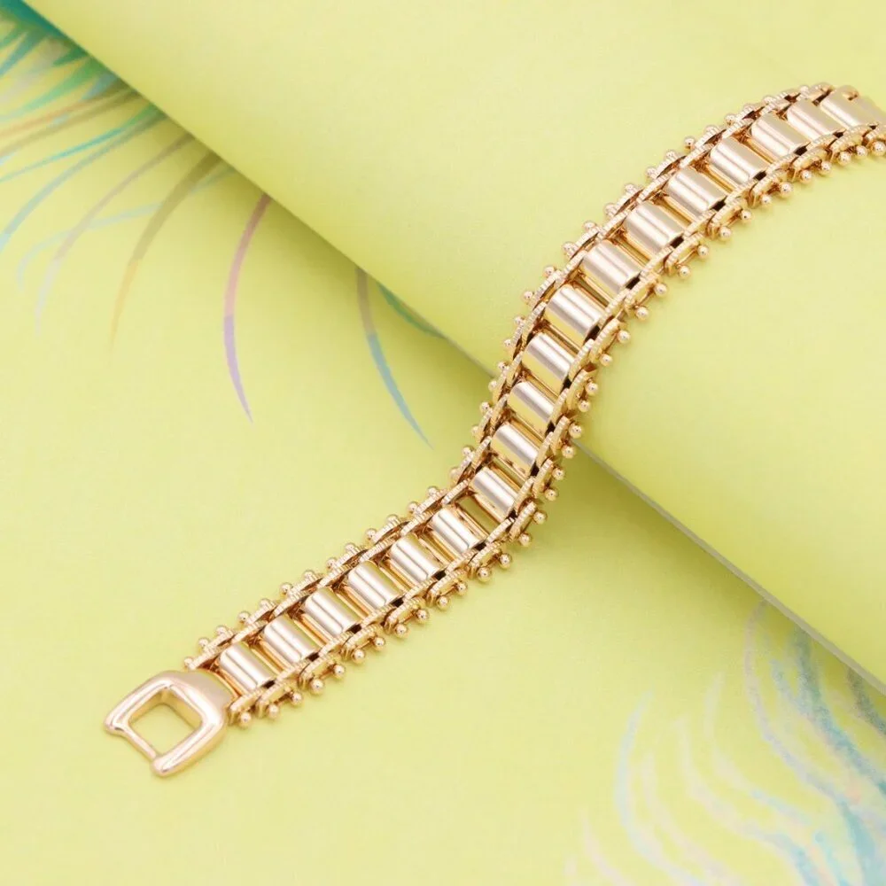 "Elegant Rose Gold Plated Bracelet with Geometric Bar Design,XPBL0910 - Picture 5 of 12